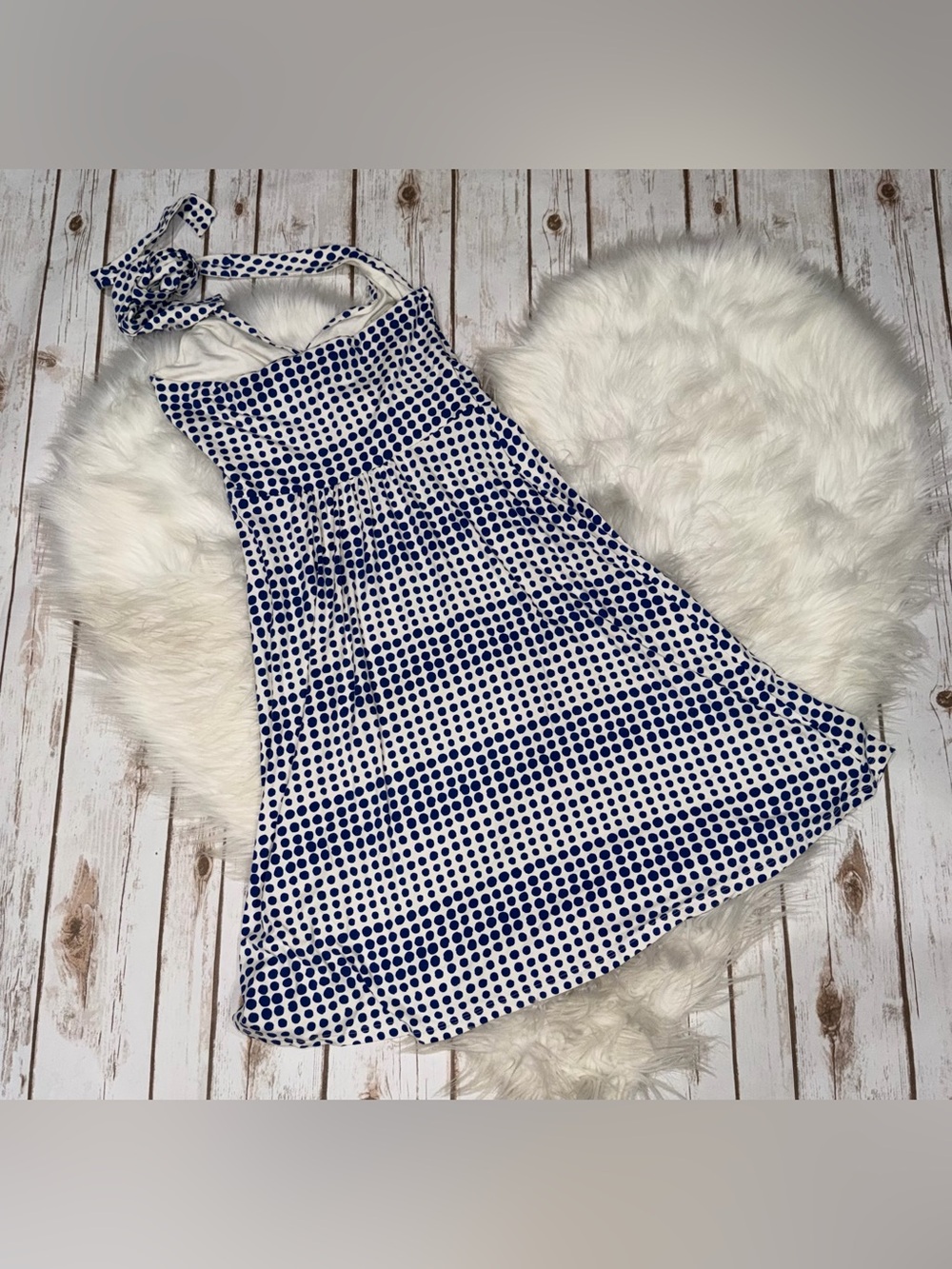 Boden St. Lucia Blye White Polka Dot Halter Dress Size 4 - Picture 3 of 4